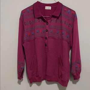 Vintage Blast Maroon Patterned Pullover Sweater